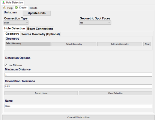 Hole Detection Tab