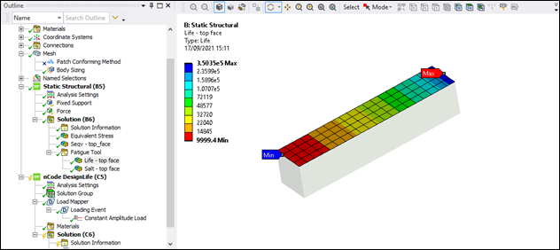 Hex mesh - Mechanical Fatigue Tool - Top Face Life