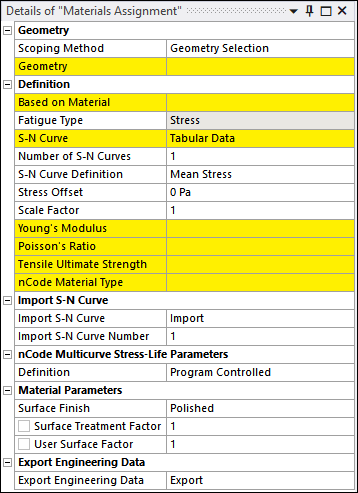 Materials Properties for Stress Analysis