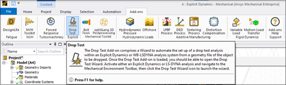 Drop Test Add-on Showing Loaded Status