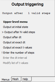 Output Triggering at t Values