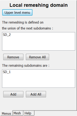 The Local remeshing domain Panel