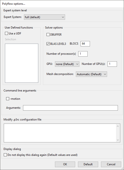 The Polyflow options Panel