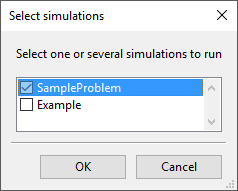 The Select simulations... Panel