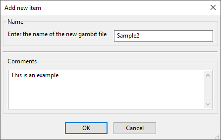 The Add new item Panel