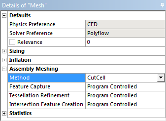 The Details View for CutCell Meshing