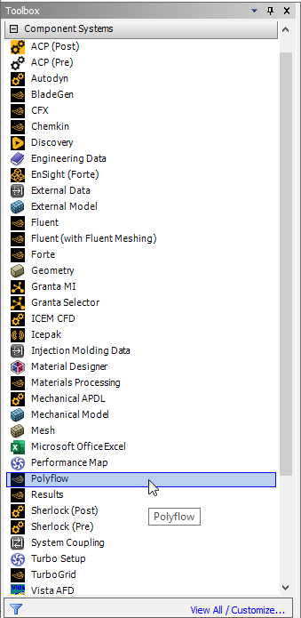 Selecting the Polyflow Component System in Workbench