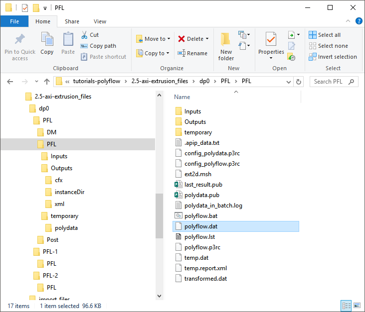 Example of the Folder Structure for a Polyflow-Based Project in Workbench