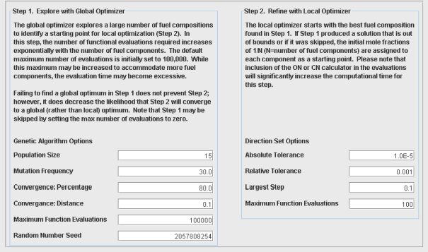 Select Solver Settings tab, with the default values