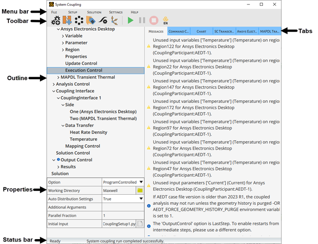 The System Coupling GUI