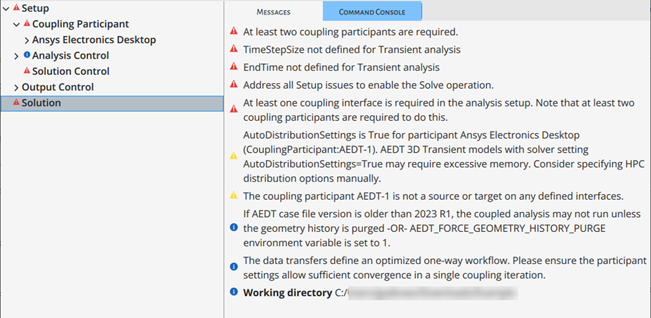 System Coupling GUI's Messages tab