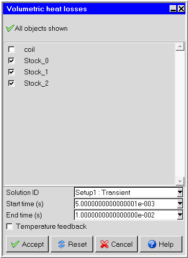 Volumetric heat losses - Transient