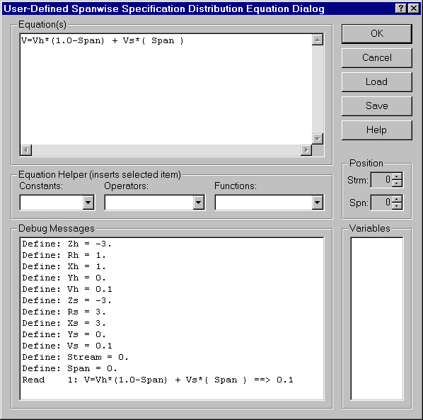 User-Defined Spanwise Equation Dialog