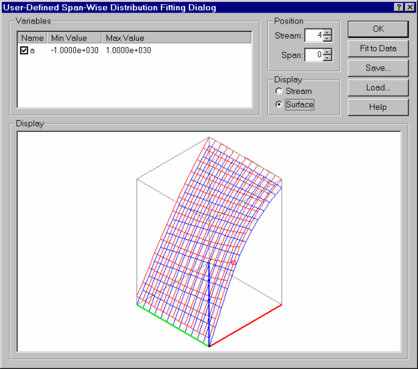 User-Defined Fitting Dialog - Surface Display