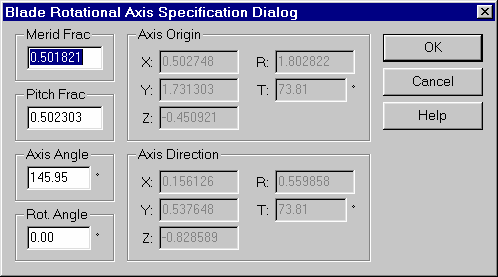 Blade Rotation Axis Specification Dialog