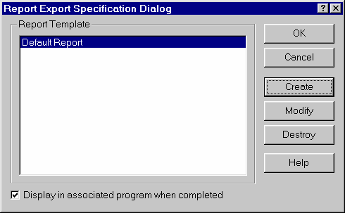 Report Export Specification Dialog