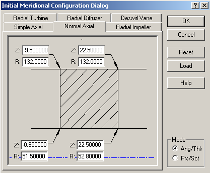 Initial Meridional Configuration Dialog