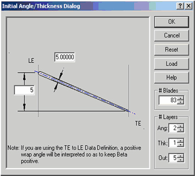 Initial Angle/Thickness Dialog