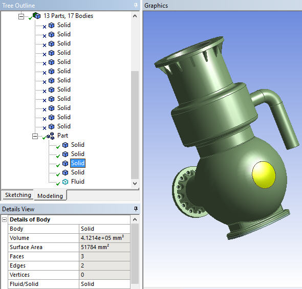 Multibody Part Containing Mix of Solid and Fluid Bodies in the DesignModeler Application