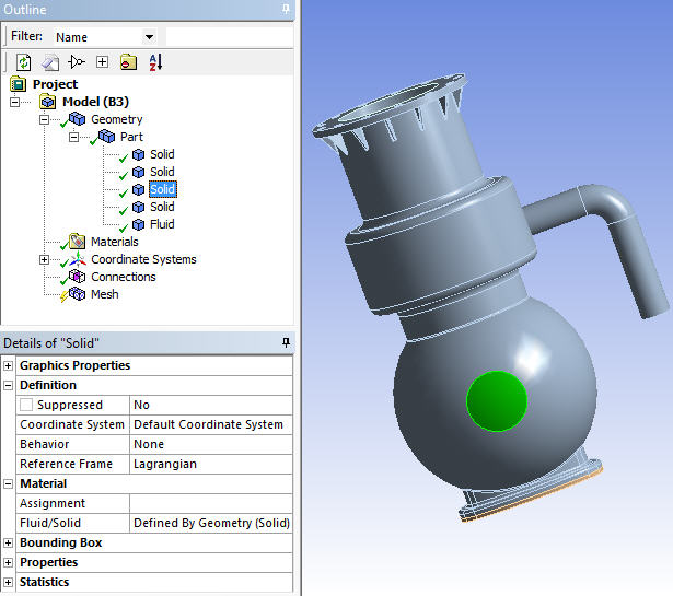 Multibody Part Being Edited in the Meshing Application