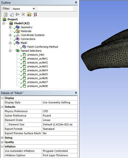 Named Selections Defined in Meshing Application