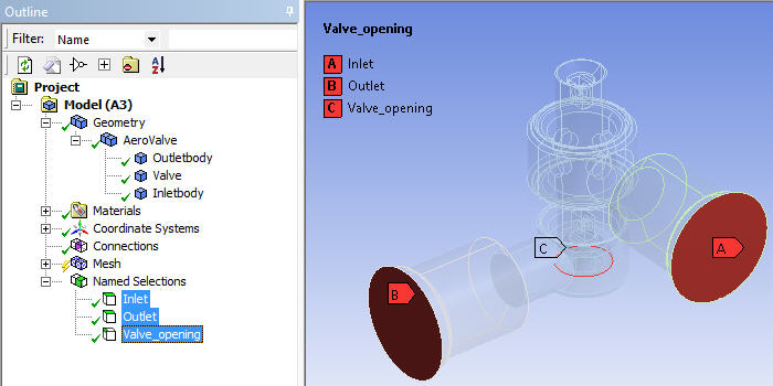 Part, Body, and Named Selection Names in the Meshing Application