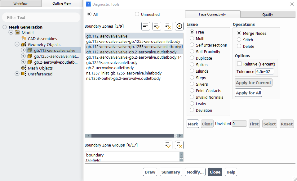 Objects/Zone Names Transferred to Ansys Fluent Meshing