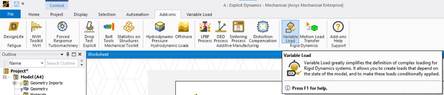 Variable Load Add-on Showing Loaded Status