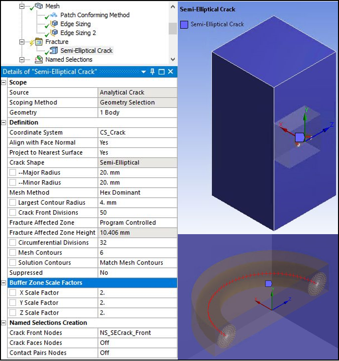 Details and Preview: Semi-Elliptical Crack