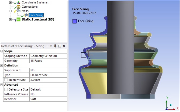 Face Sizing Used for Mesh Elements