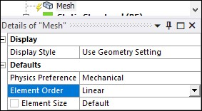 Linear Order Used for Mesh Elements