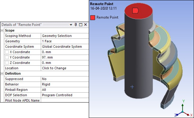 Rigid Remote Point Scoped to Top Face of Shaft