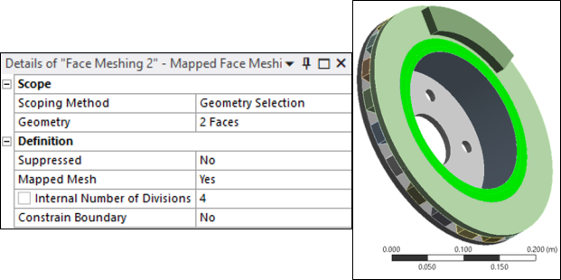 Faces Highlight the Scoping for Mapped Face Meshing for Hub Components