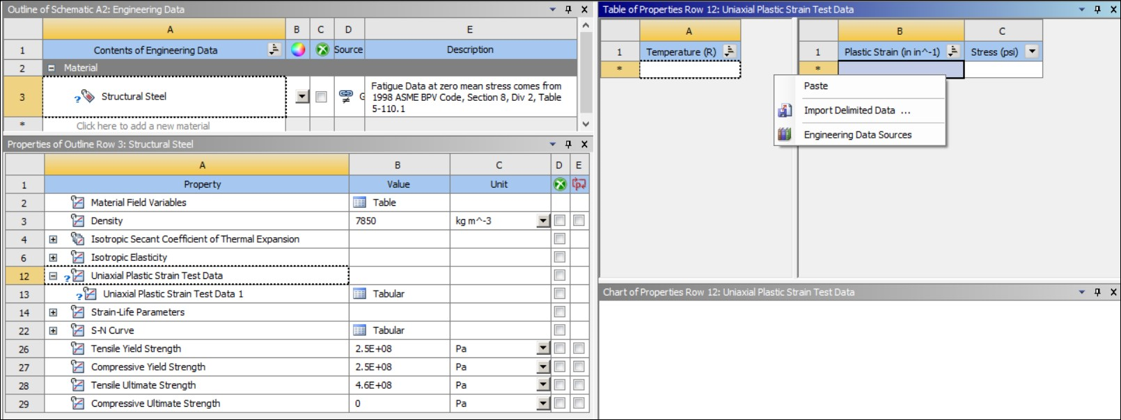 Paste Tabular Data in Uniaxial Plastic Strain Test Data in Workbench