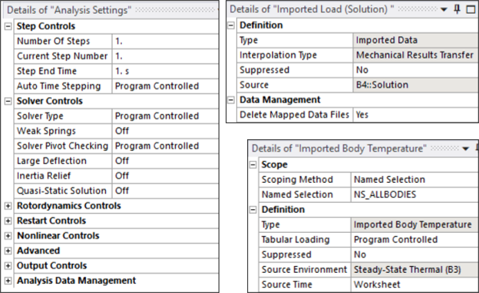 Settings for the Structural Analysis