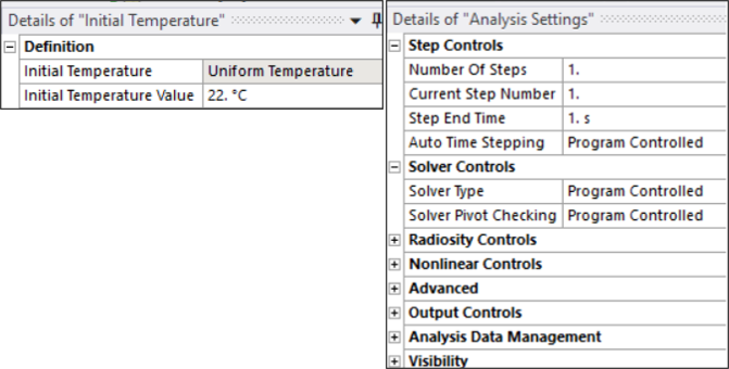 Settings for the Thermal Analysis