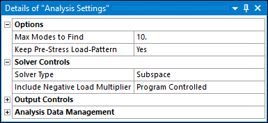 Analysis Settings for Buckling Analysis