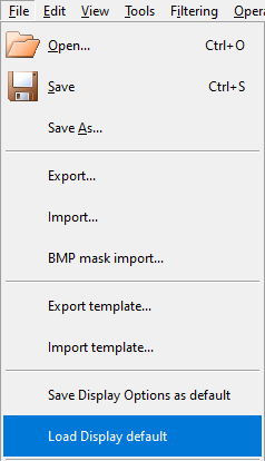 Loading Default Display Options