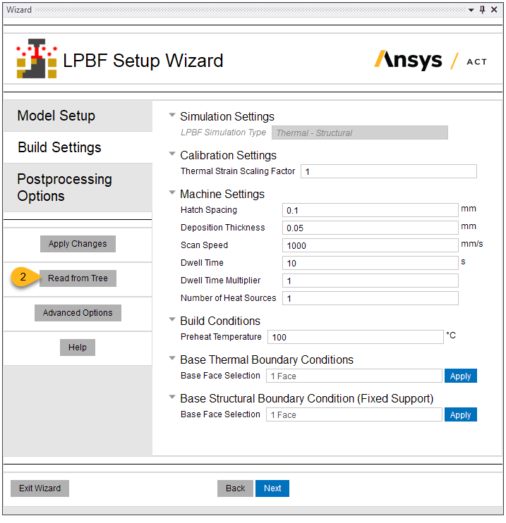 3.6. Complete Wizard Step 2 - Build Settings