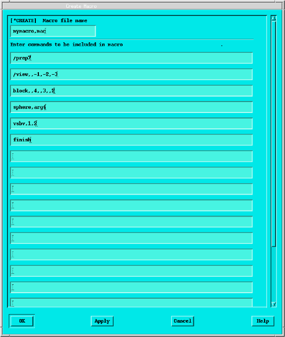 The Create Menu Dialog Box