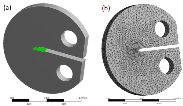 Arbitrary Crack Definition (a) and Mesh Generated with SOLID187 Elements (b)