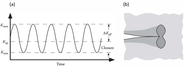 Effective Stress-Intensity-Factor Range (a) and Plasticity-Induced Crack Closure (b)