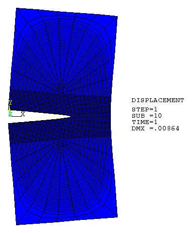 Final Displacement Plot After Crack-Growth Has Occurred