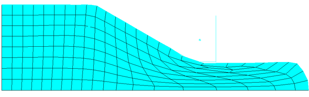 Deformed Shape of Metal Block After Diverging (No Nonlinear Adaptivity)