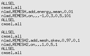 Specifying Remeshing Criteria (Energy and Skewness) for NLAD-ETCHG