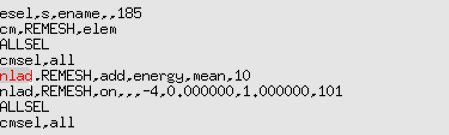 Specifying Remeshing Criterion (Energy) for NLAD-ETCHG