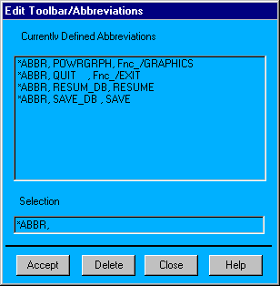 Edit Toolbar / Abbreviations Dialog Box