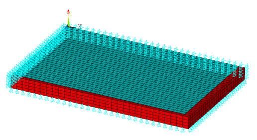 Quarter Model: Concrete Slab and Depiction of Dirichlet Boundary Conditions