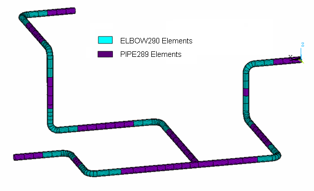 Entire Nuclear Piping System Meshed with Pipe and Elbow Elements