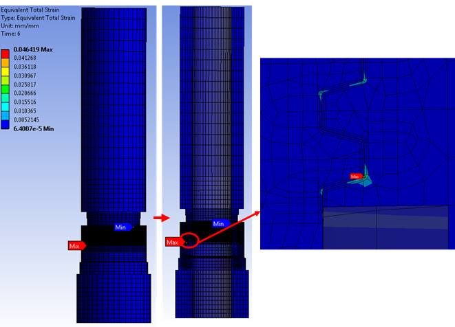 Total Mechanical Equivalent Strain After Restart Analysis with Bending Load